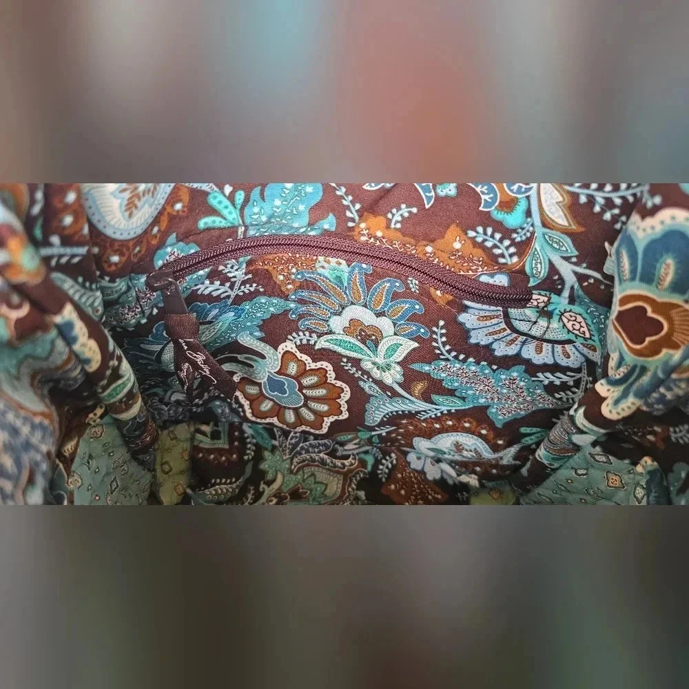 Retired Vera Bradley Blue Java Brown Floral Paisley Tote